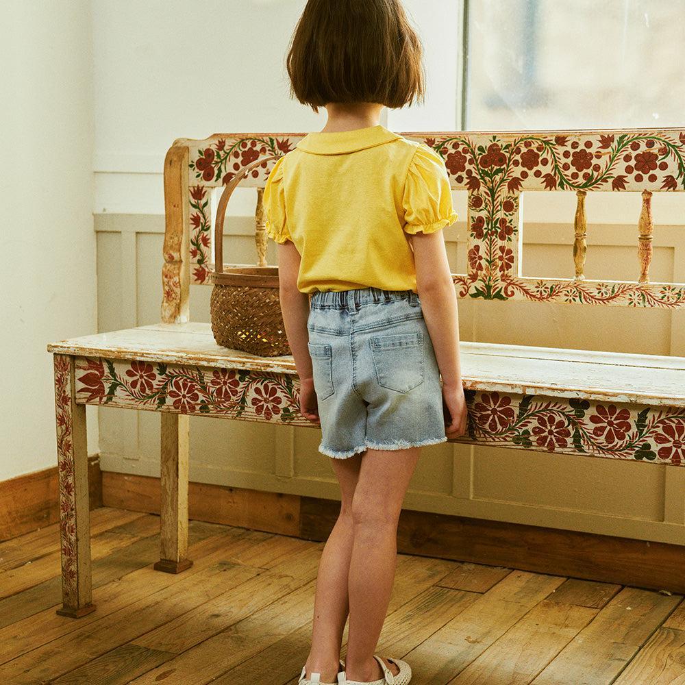 Raw Hem Pull-On Washed Denim Shorts-Shorts - Kids-ToTo Heros-
