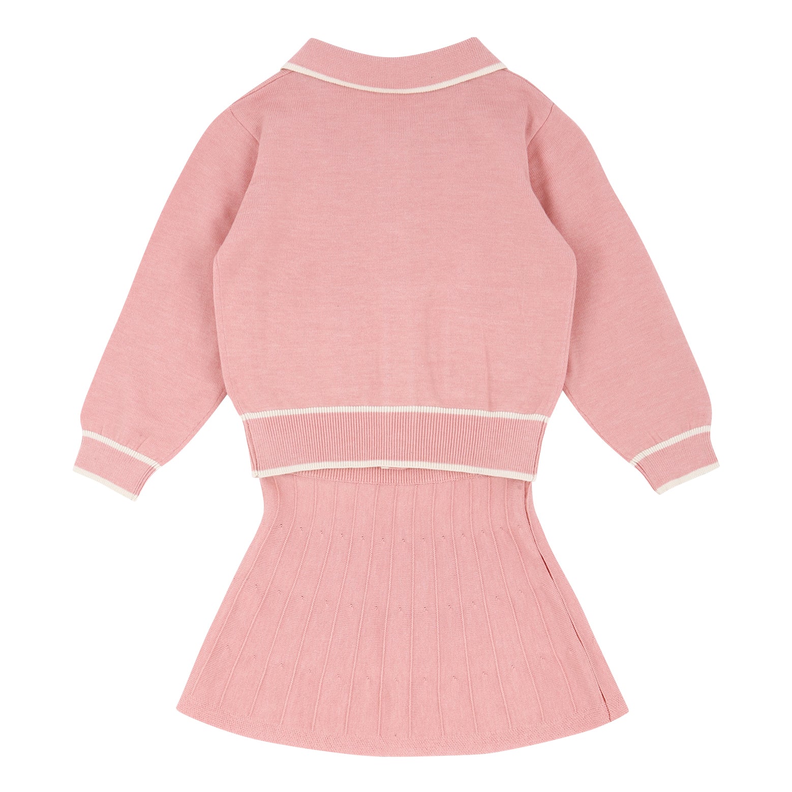 Reina Pink Collared Sweater Top & Skirt Set-Top & Skirt Set - Kids-ToTo Heros-ToTo Heros l Premium Children's Clothing