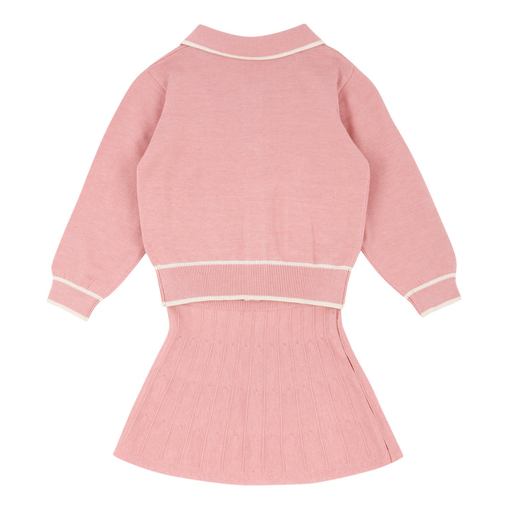 Reina Pink Collared Sweater Top & Skirt Set-Top & Skirt Set - Kids-ToTo Heros-ToTo Heros l Premium Children's Clothing