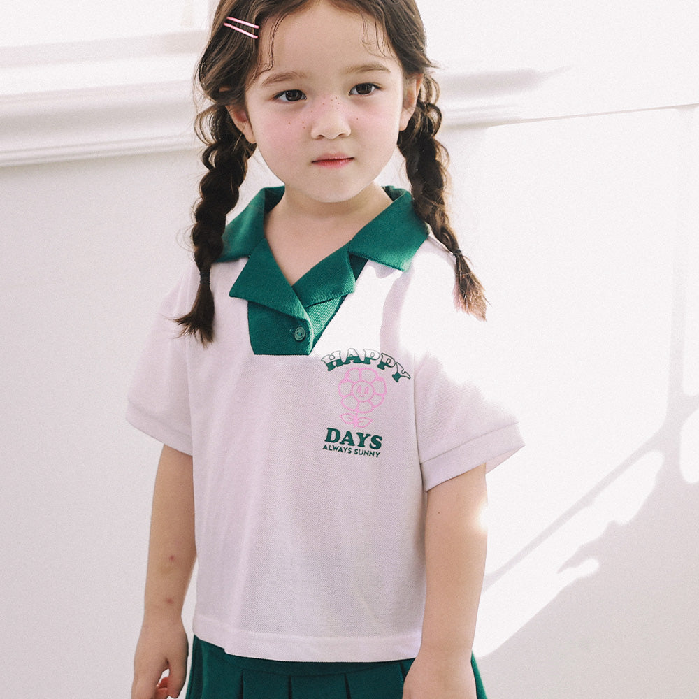Riah Piqué Polo Shirt & Pleated Striped Skirt Shorts Set-Top & Skirt Set - Kids-ToTo Heros-
