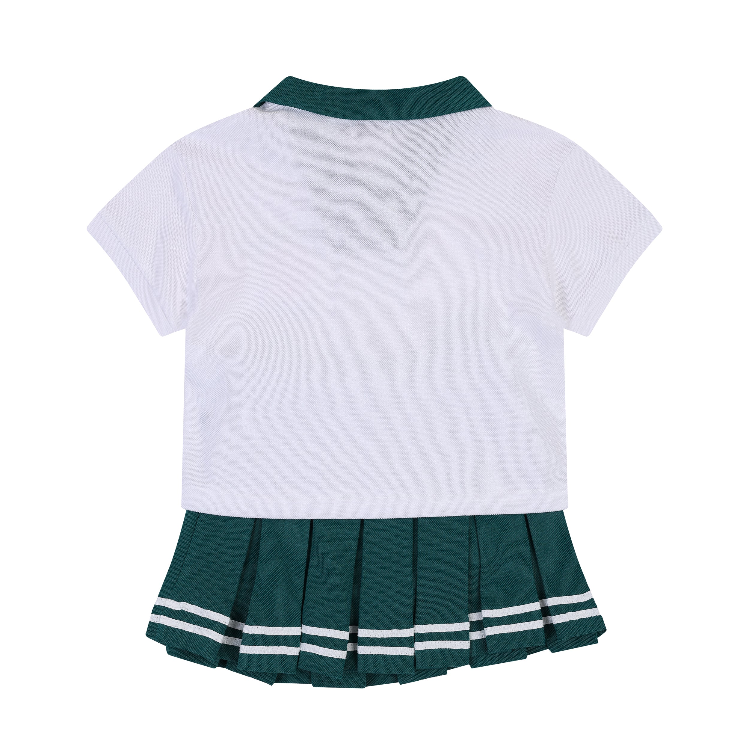 Riah Piqué Polo Shirt & Pleated Striped Skirt Shorts Set-Top & Skirt Set - Kids-ToTo Heros-