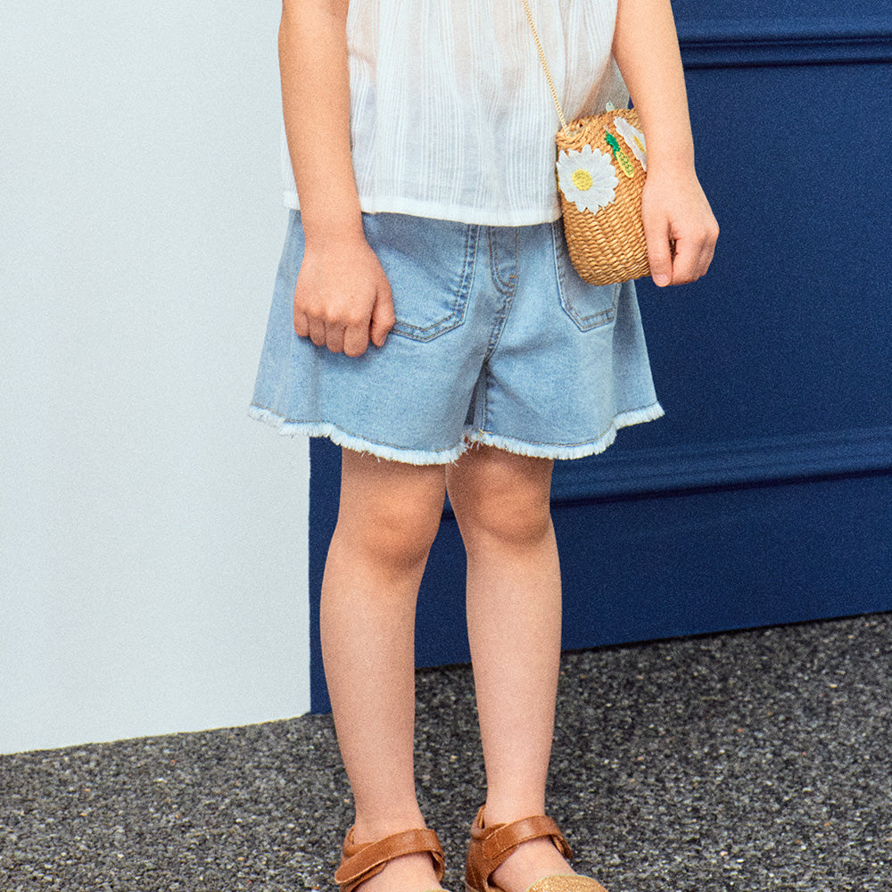 Rita Raw Hem Front Pocket Pull-On Denim Short-Shorts - Kids-ToTo Heros-