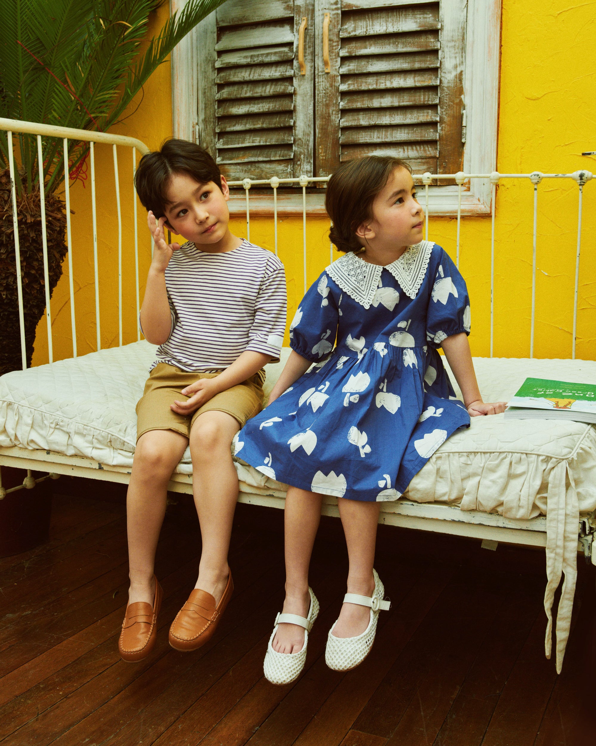 Rosa Lace-Collar Tulip-Print Dress-Dress - Kids-ToTo Heros-