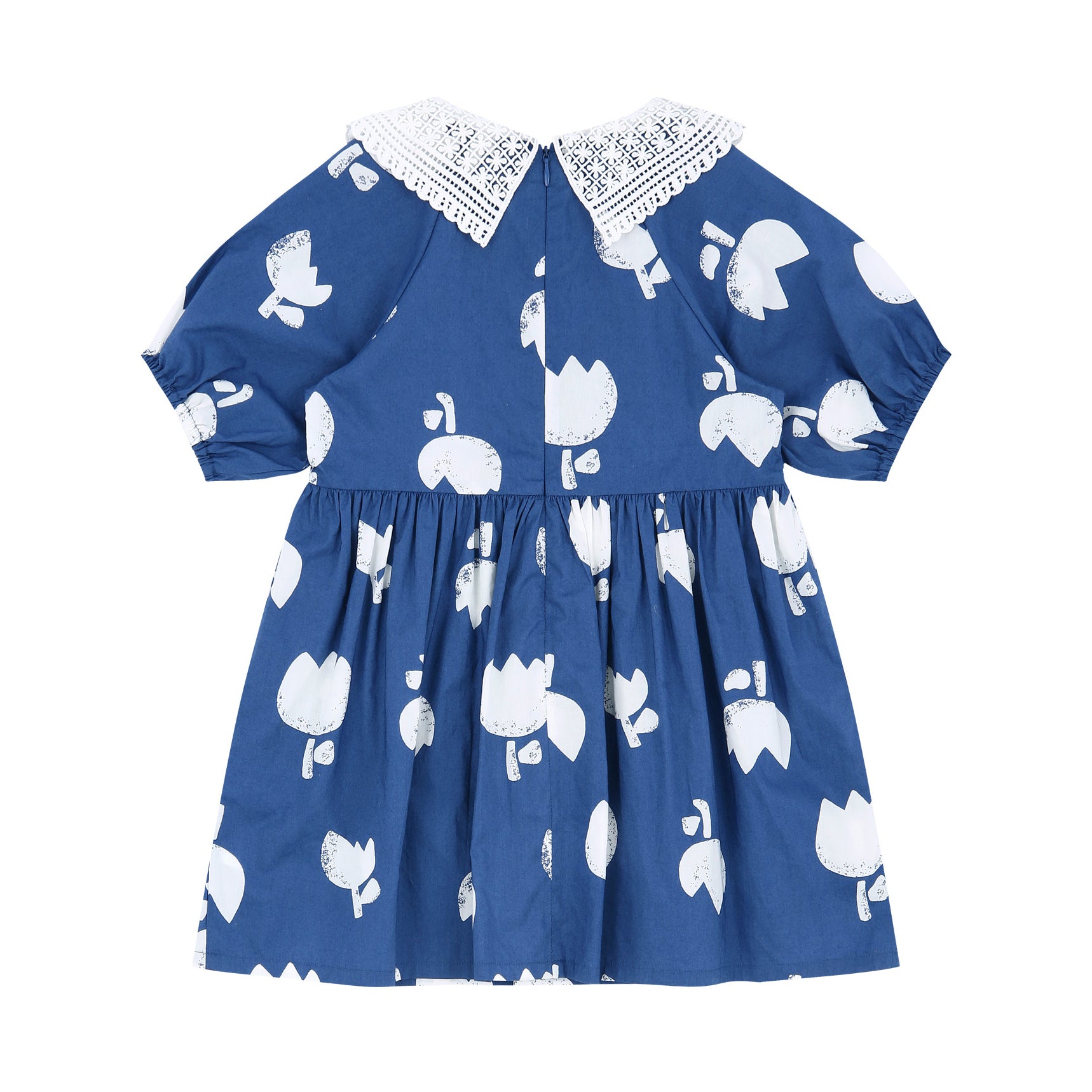 Rosa Lace-Collar Tulip-Print Dress-Dress - Kids-ToTo Heros-