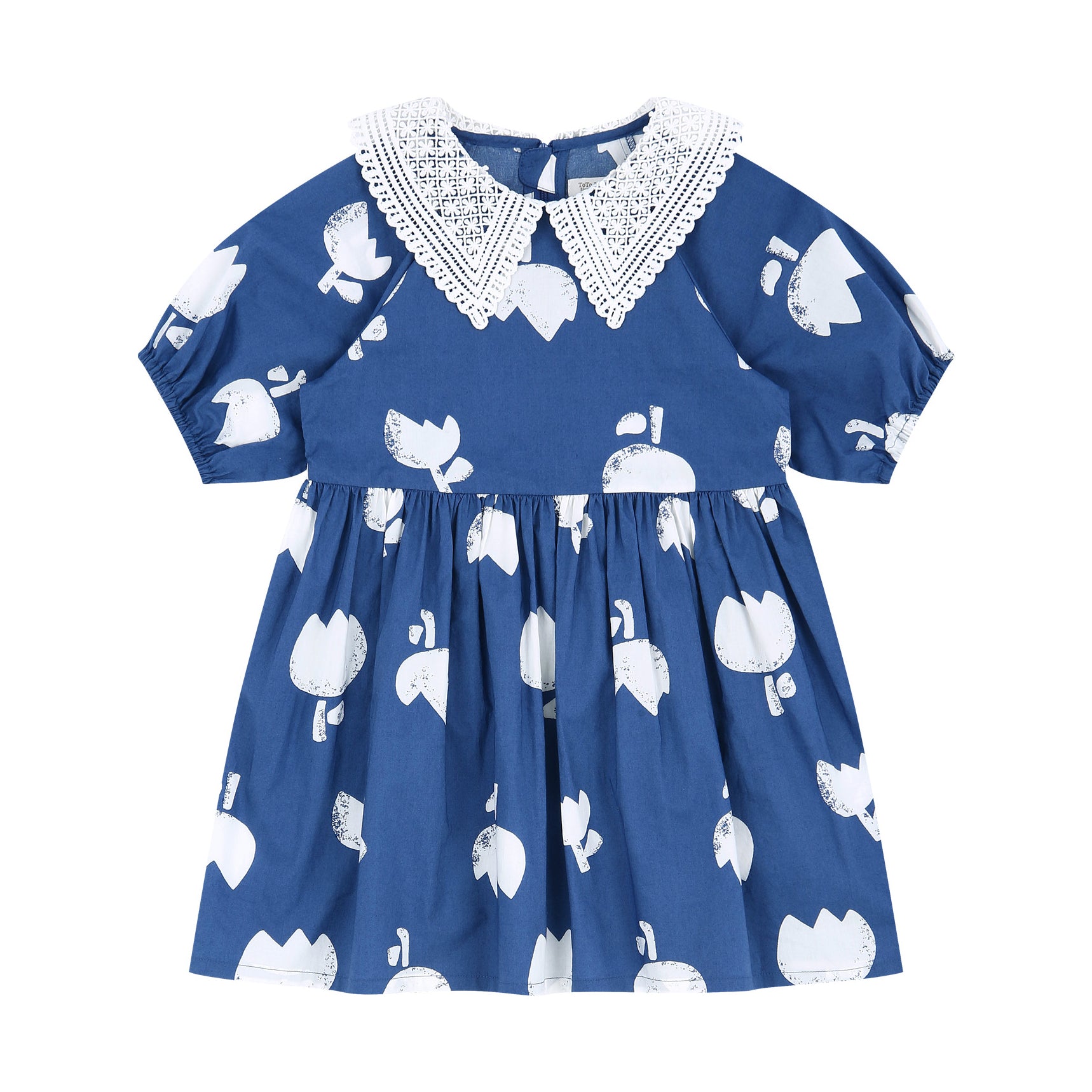 Rosa Lace-Collar Tulip-Print Dress-Dress - Kids-ToTo Heros-