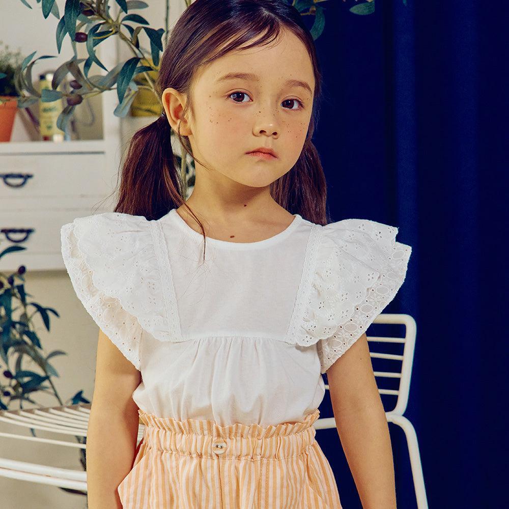 Ruffled Eyelet Angel Sleeve T-Shirt-T-Shirt - Kids-ToTo Heros-