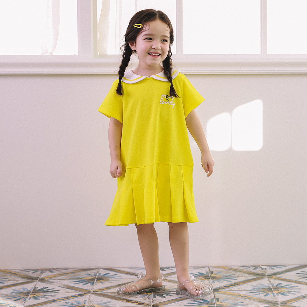 Selena Piqué Pleated Round Collar Polo Dress-Dress - Kids-ToTo Heros-