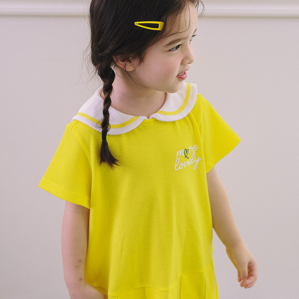 Selena Piqué Pleated Round Collar Polo Dress-Dress - Kids-ToTo Heros-