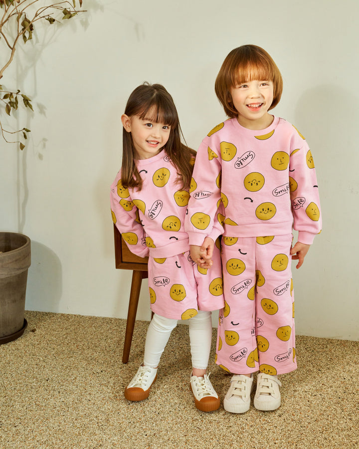 Smile Print Sweatshirt & Sweatshorts Set-Top & Pant Set - Kids-ToTo Heros-ToTo Heros l Premium Children's Clothing