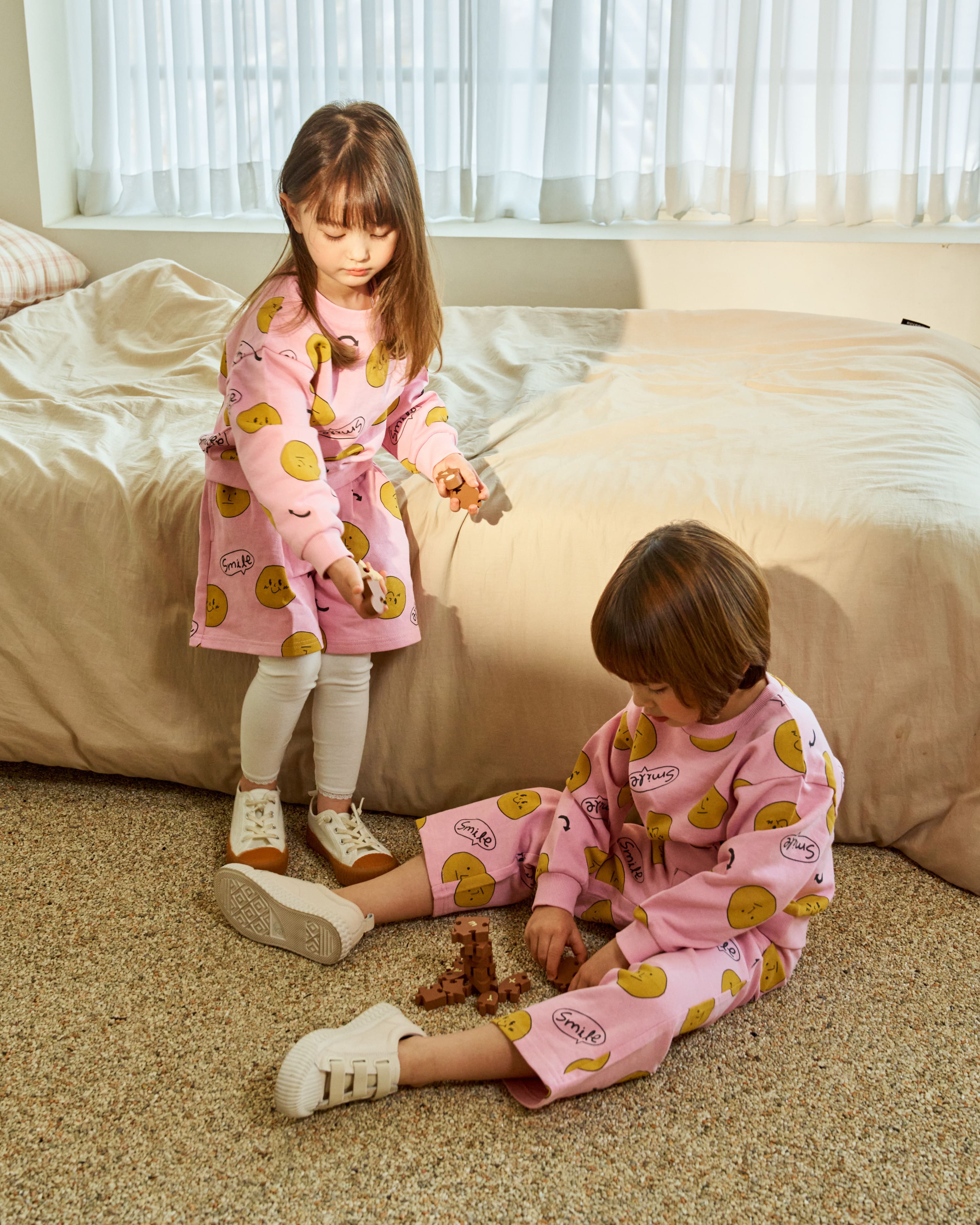 Smile Print Sweatshirt & Sweatshorts Set-Top & Pant Set - Kids-ToTo Heros-ToTo Heros l Premium Children's Clothing