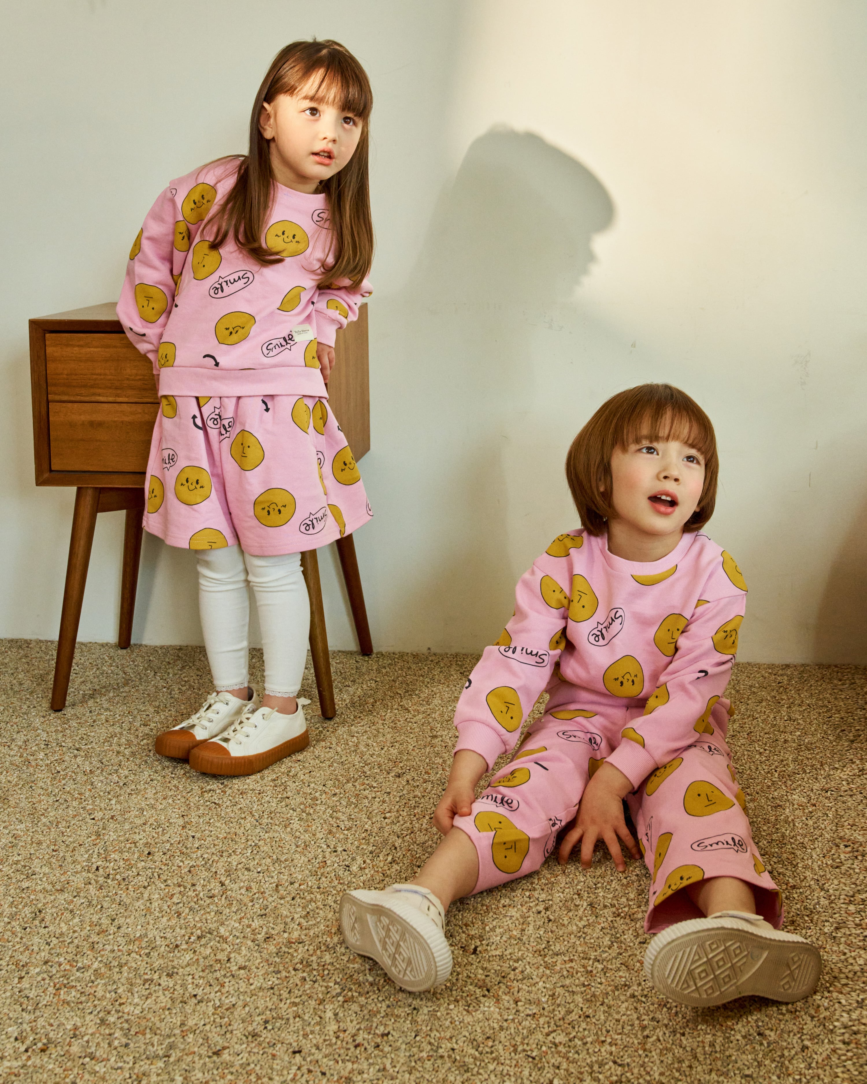 Smile Print Sweatshirt & Sweatshorts Set-Top & Pant Set - Kids-ToTo Heros-ToTo Heros l Premium Children's Clothing
