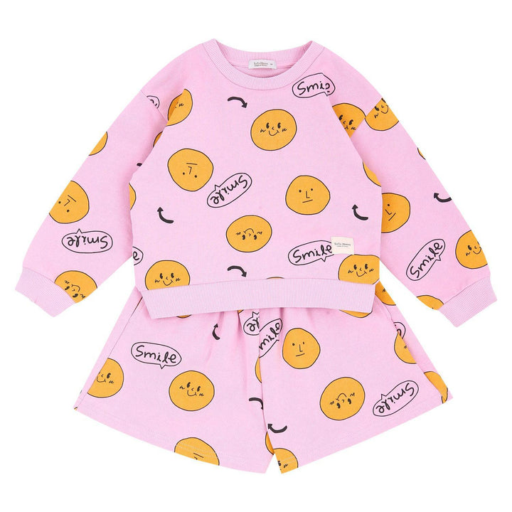 Smile Print Sweatshirt & Sweatshorts Set-Top & Pant Set - Kids-ToTo Heros-ToTo Heros l Premium Children's Clothing