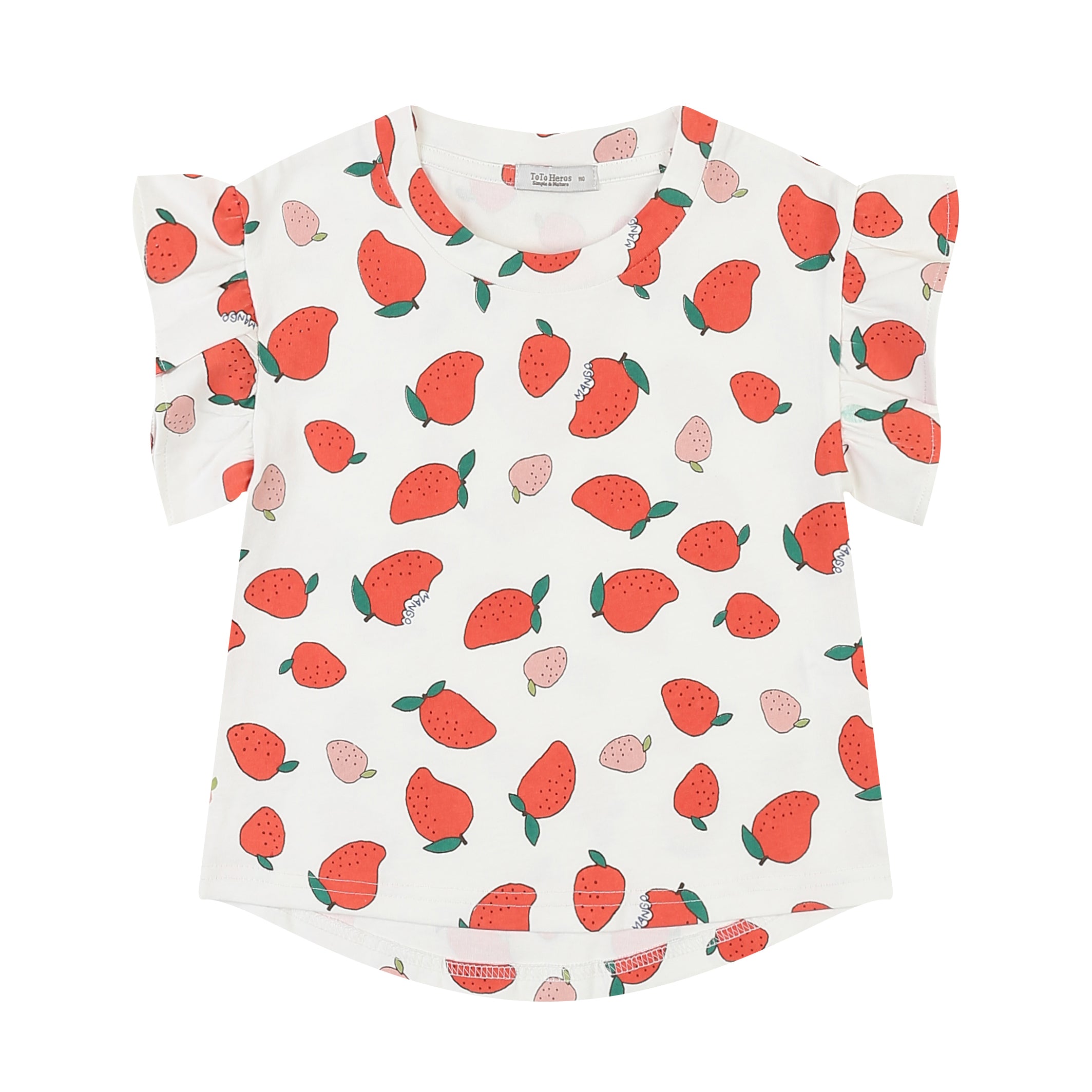 Strawberry Graphic Print Angel Ruffle Sleeve T-Shirt-T-Shirt - Kids-ToTo Heros-