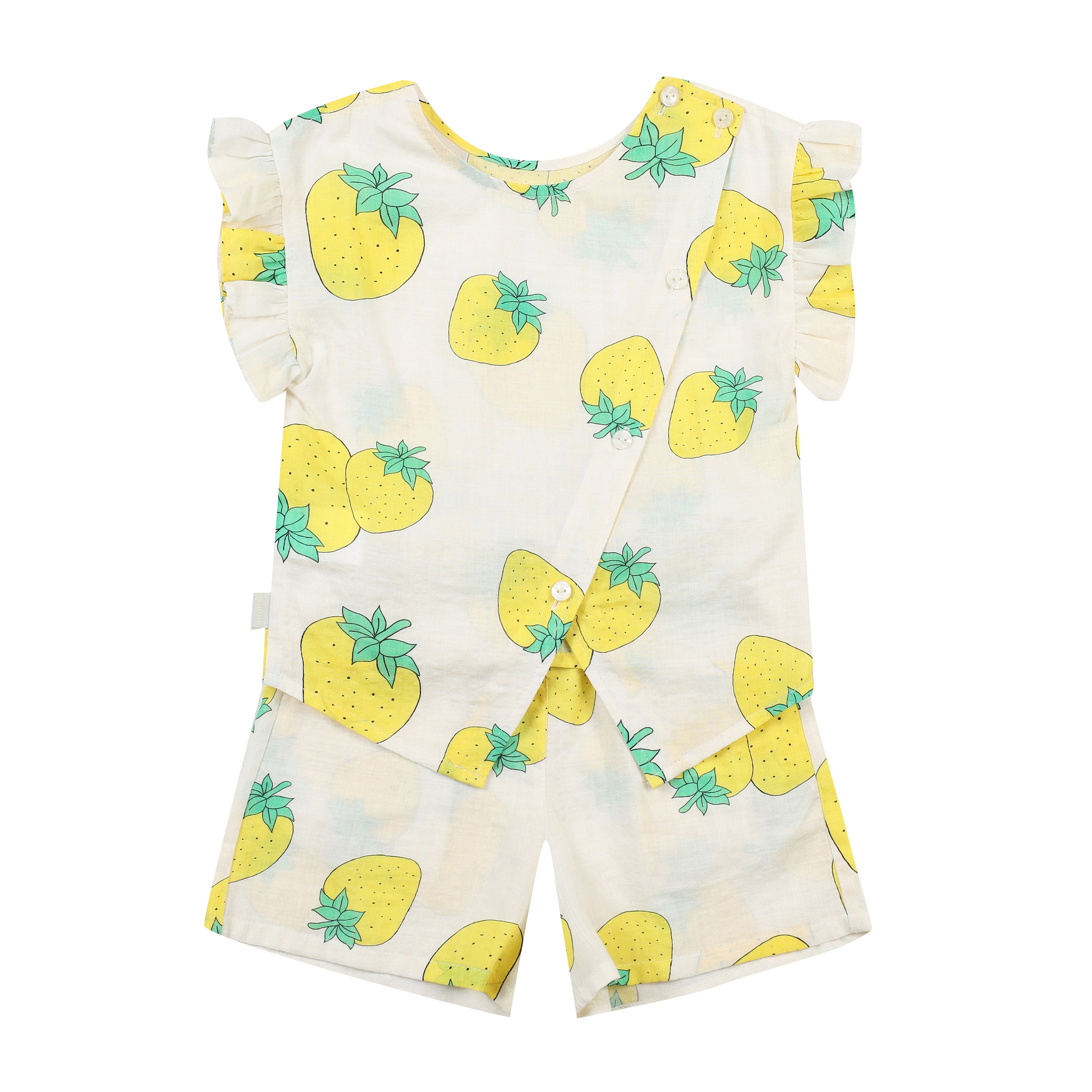 Strawberry Graphic Print Angel Sleeve Top & Shorts Set-Top & Skirt Set - Kids-ToTo Heros-