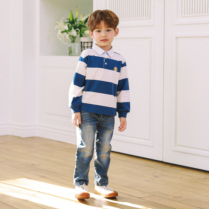 Striped Rugby Polo T-Shirt-T-Shirt - Kids-ToTo Heros-ToTo Heros l Premium Children's Clothing