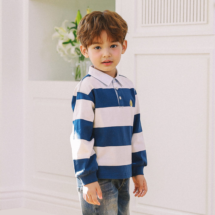 Striped Rugby Polo T-Shirt-T-Shirt - Kids-ToTo Heros-ToTo Heros l Premium Children's Clothing