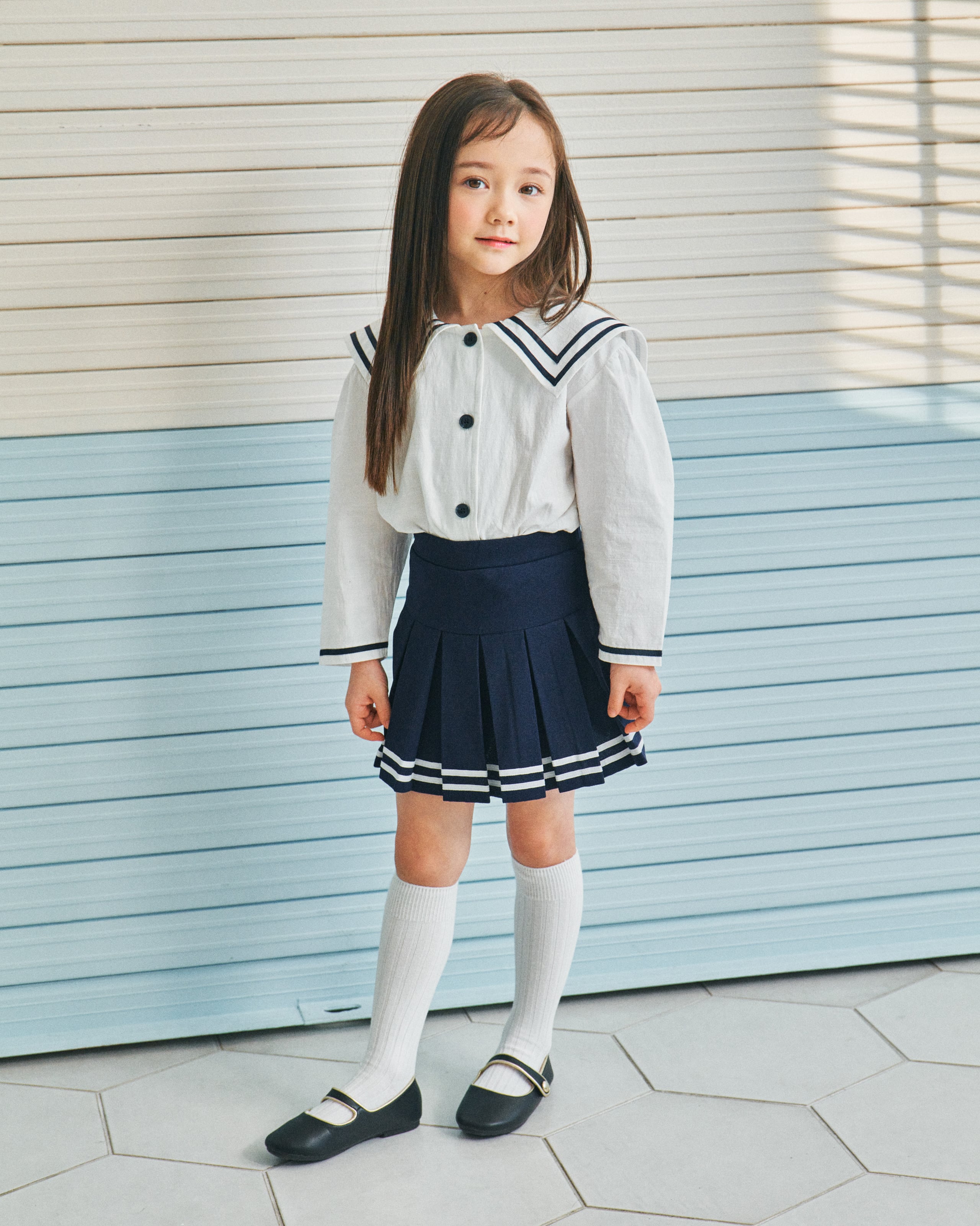 Sunny Sailor-Collared Button-Down Blouse-Shirt - Kids-ToTo Heros-