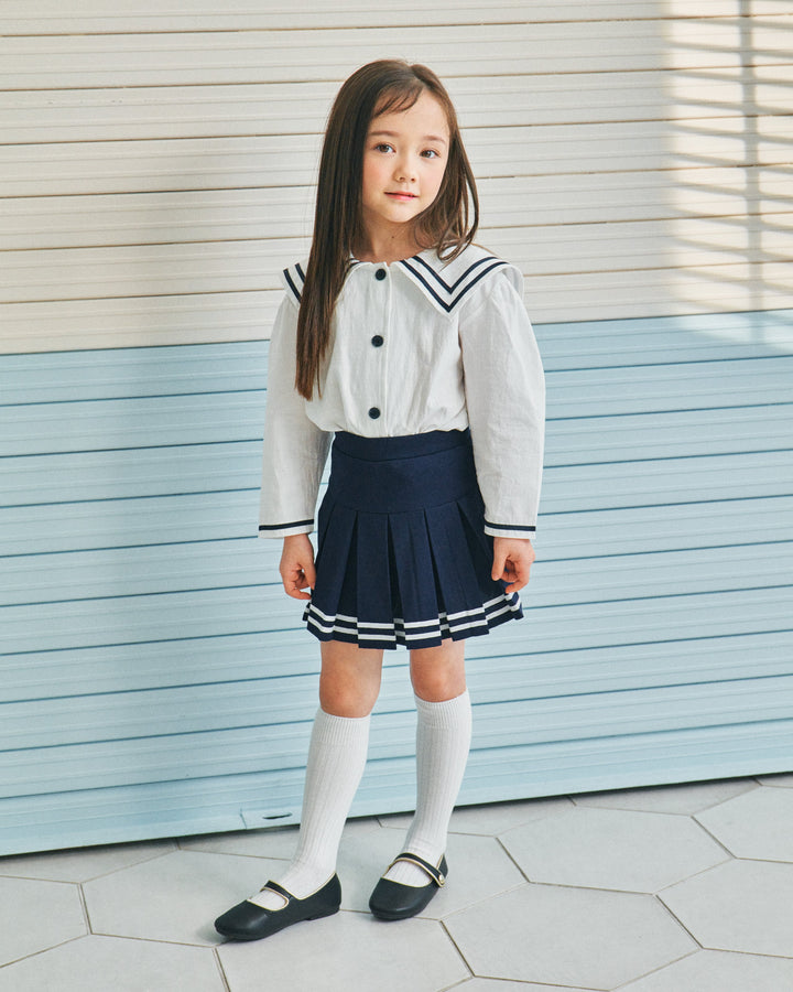 Sunny Sailor-Collared Button-Down Blouse-Shirt - Kids-ToTo Heros-