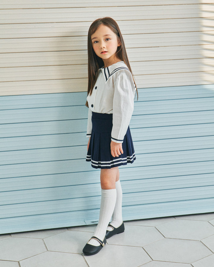 Sunny Sailor-Collared Button-Down Blouse-Shirt - Kids-ToTo Heros-