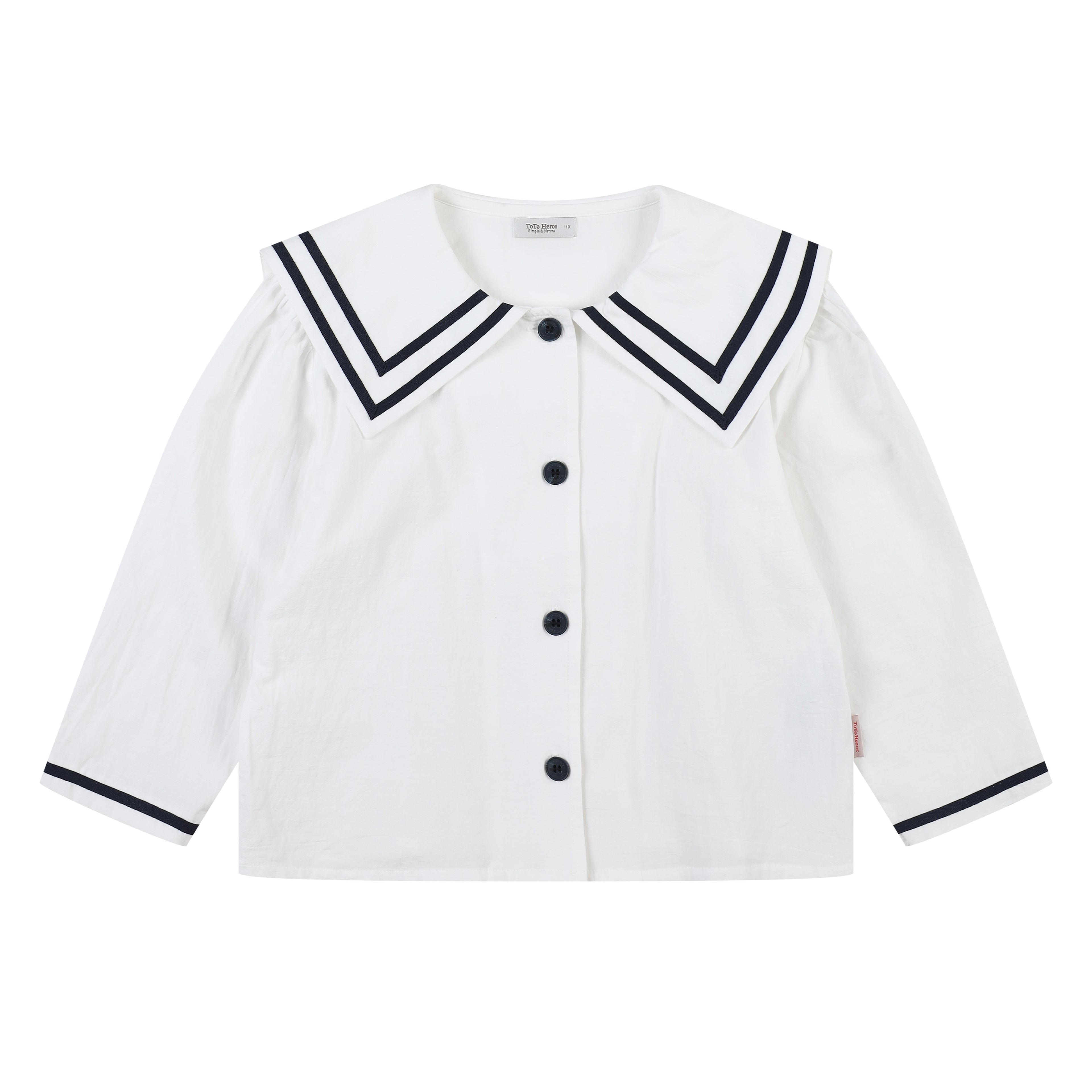 Sunny Sailor-Collared Button-Down Blouse-Shirt - Kids-ToTo Heros-