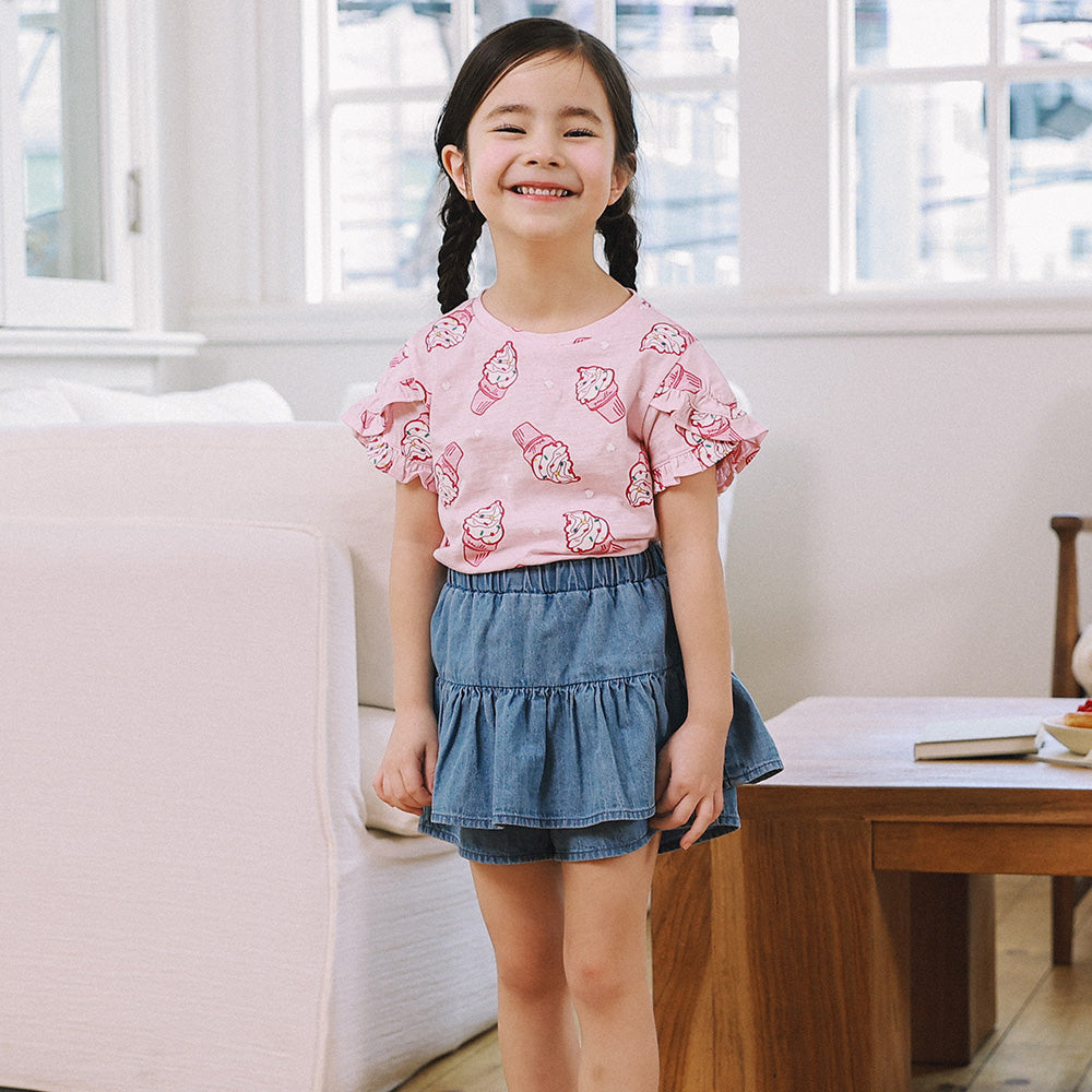 Sweet Ice Cream Cone All-Over Print Frill Sleeve T-Shirt-T-Shirt - Kids-ToTo Heros-