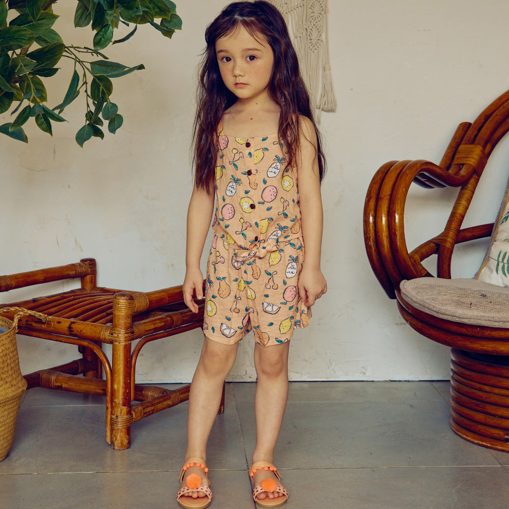 Sweetie Fruit Print Front Tie Tank Top & Shorts Set-Top & Skirt Set - Kids-ToTo Heros-