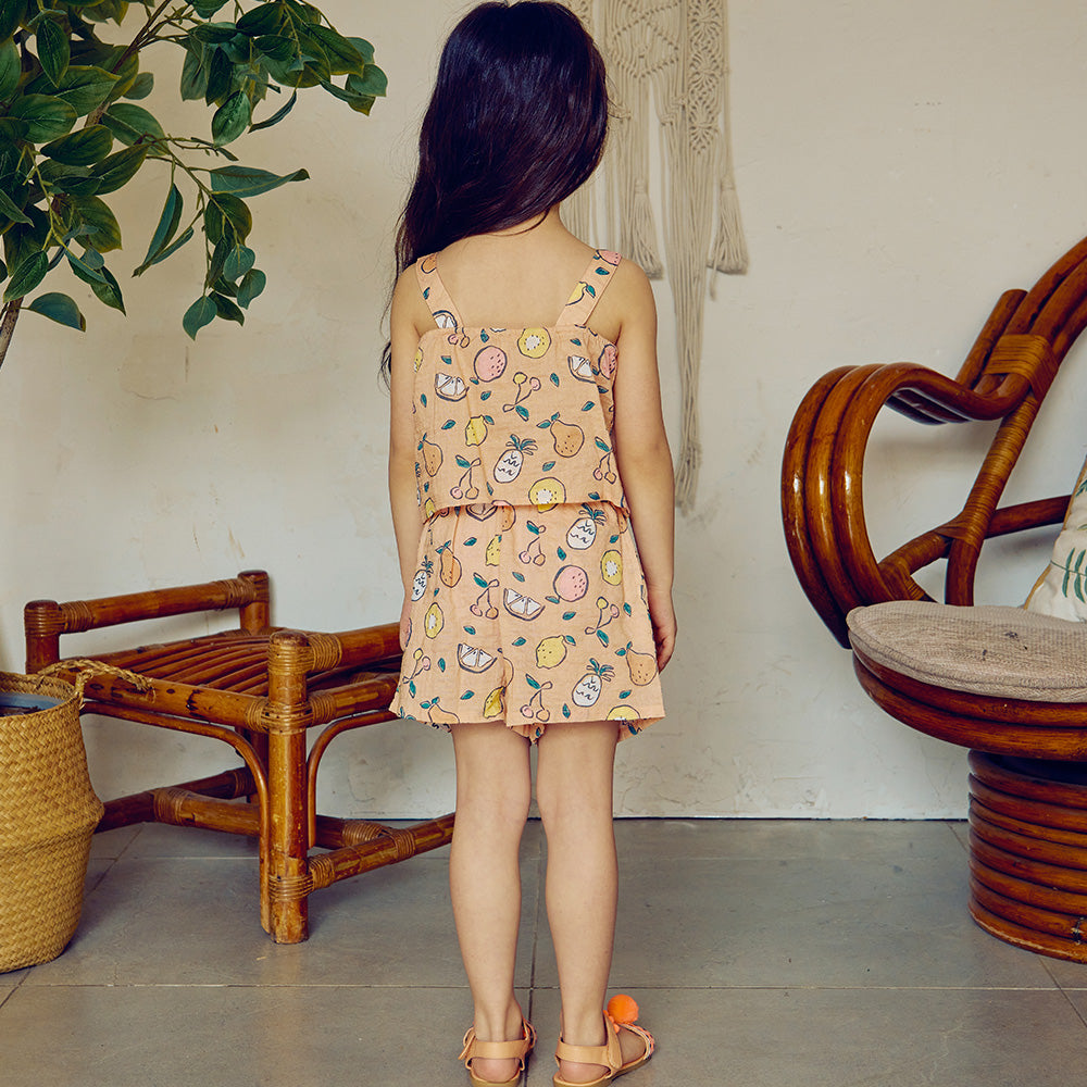 Sweetie Fruit Print Front Tie Tank Top & Shorts Set-Top & Skirt Set - Kids-ToTo Heros-