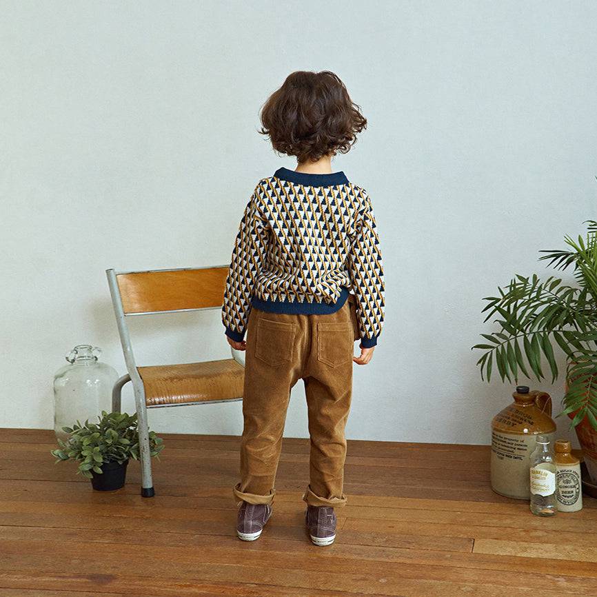 Triangle Pattern Collared Knit Shirt-Knit Sweater - Kids-ToTo Heros-ToTo Heros l Premium Children's Clothing