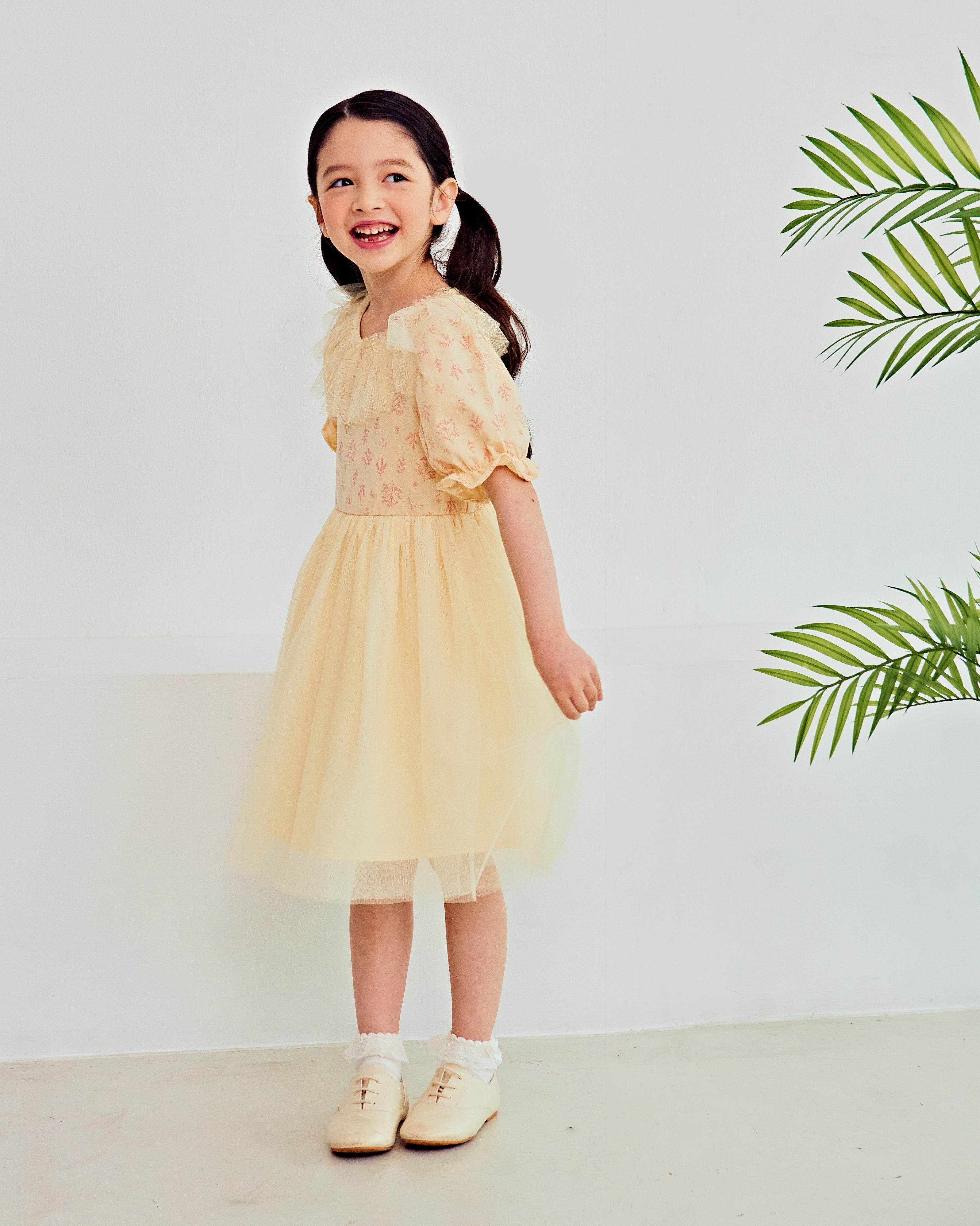 Vanessa Balloon Sleeve Tulle Dress-Dress - Kids-ToTo Heros-ToTo Heros l Premium Children's Clothing