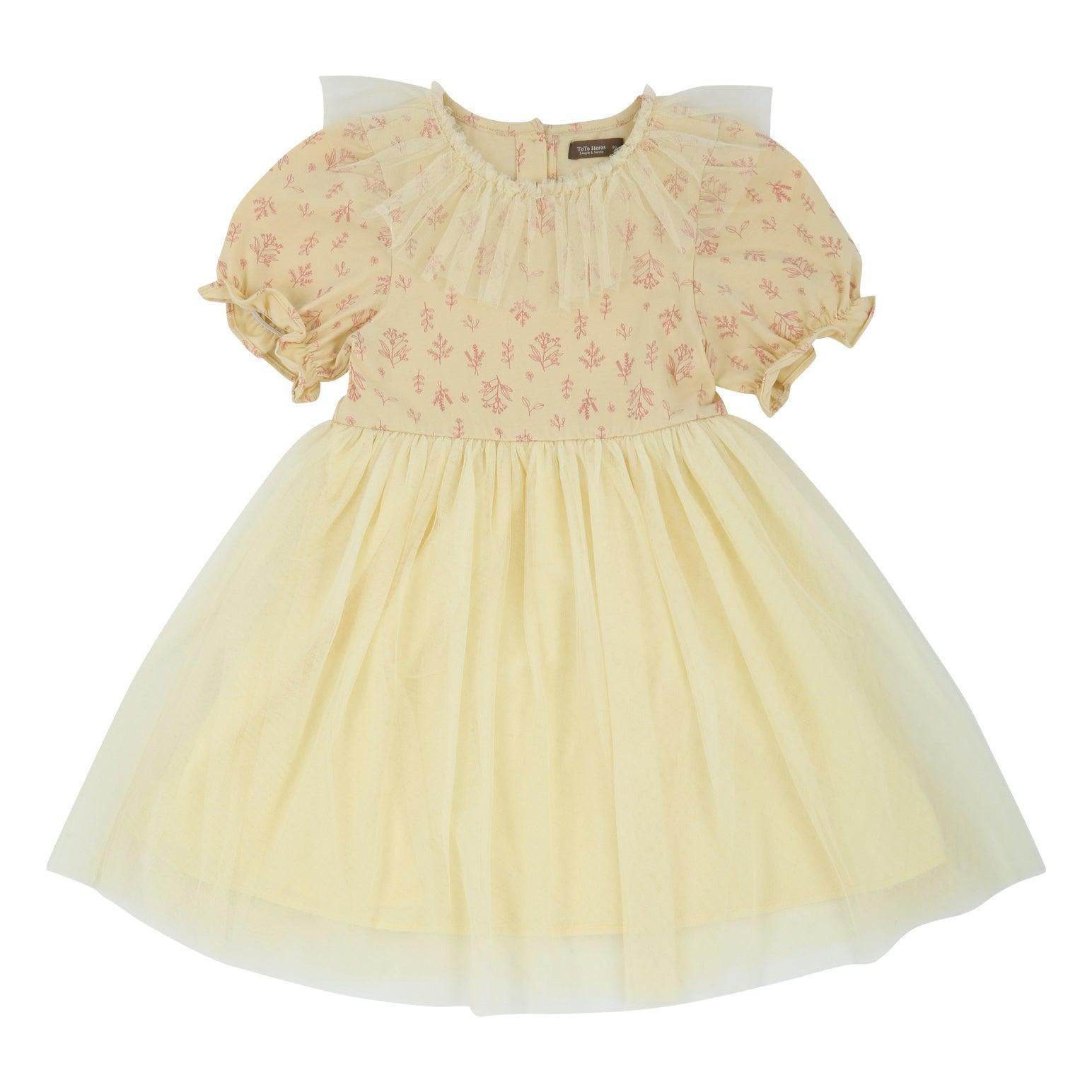 Vanessa Balloon Sleeve Tulle Dress-Dress - Kids-ToTo Heros-ToTo Heros l Premium Children's Clothing