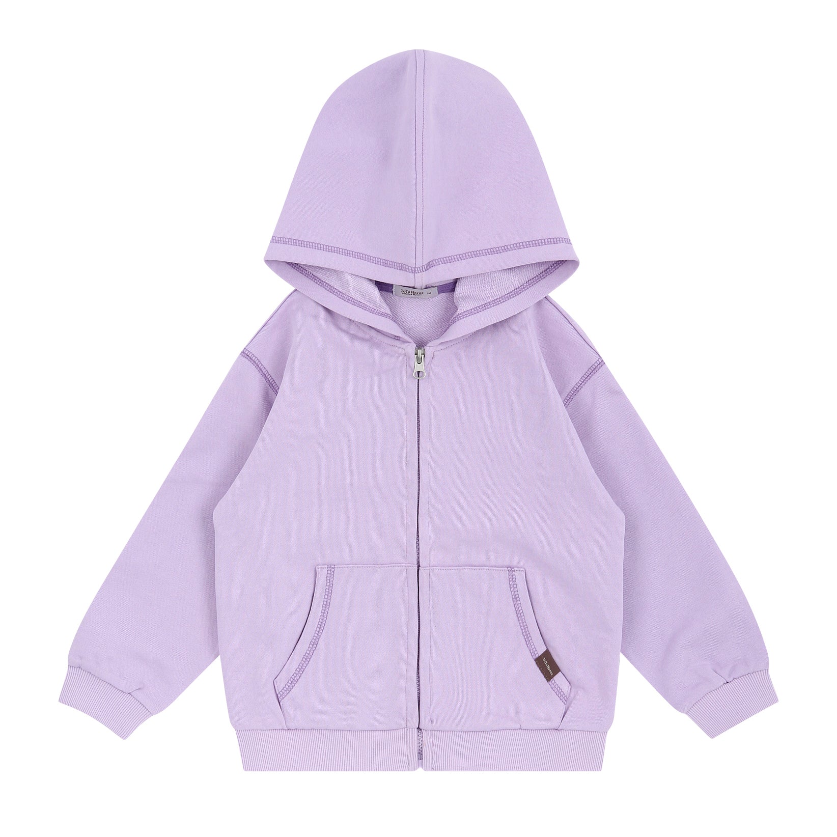 Basic Contrast Stitch Full Zip Hoodie Sweatshirt-Sweatshirt - Kids-ToTo Heros-Purple-ToTo Heros Premium Children's Clothing