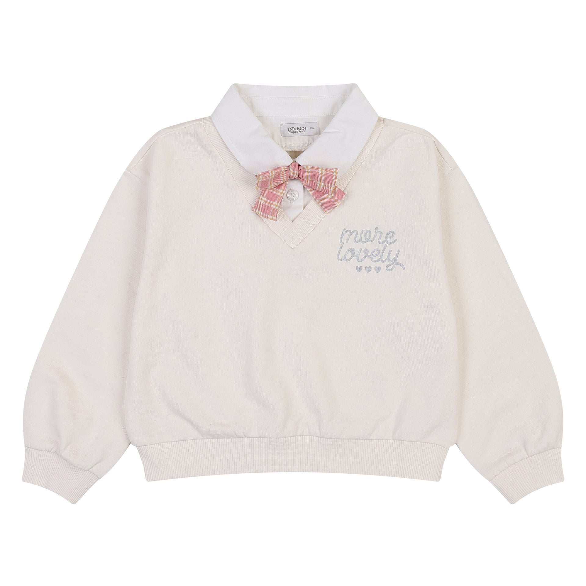 Cheerup Collared Shirt Layered Top with Bow-T-Shirt - Kids-ToTo Heros-ToTo Heros Premium Children's Clothing