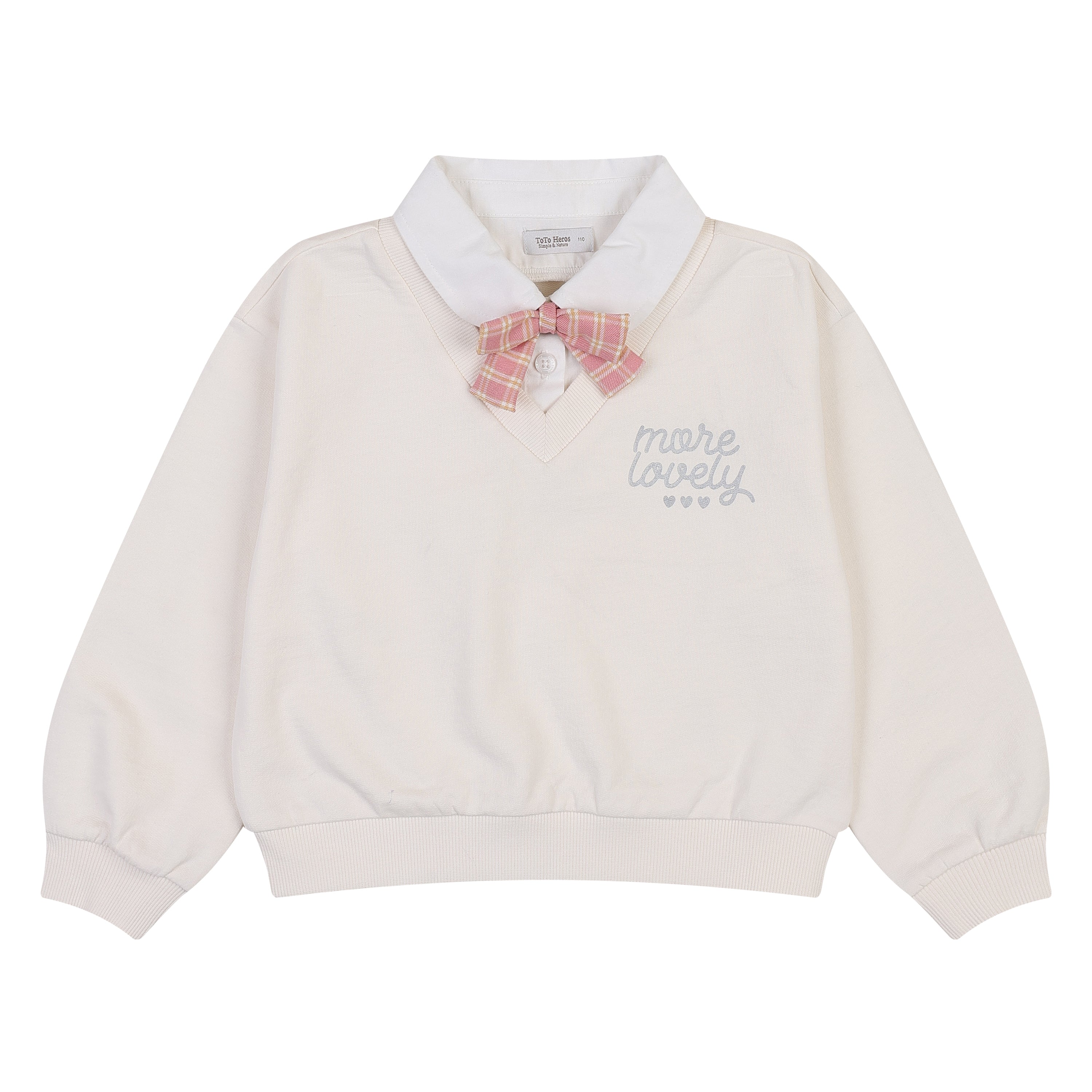 Cheerup Collared Shirt Layered Top with Bow-T-Shirt - Kids-ToTo Heros-ToTo Heros Premium Children's Clothing