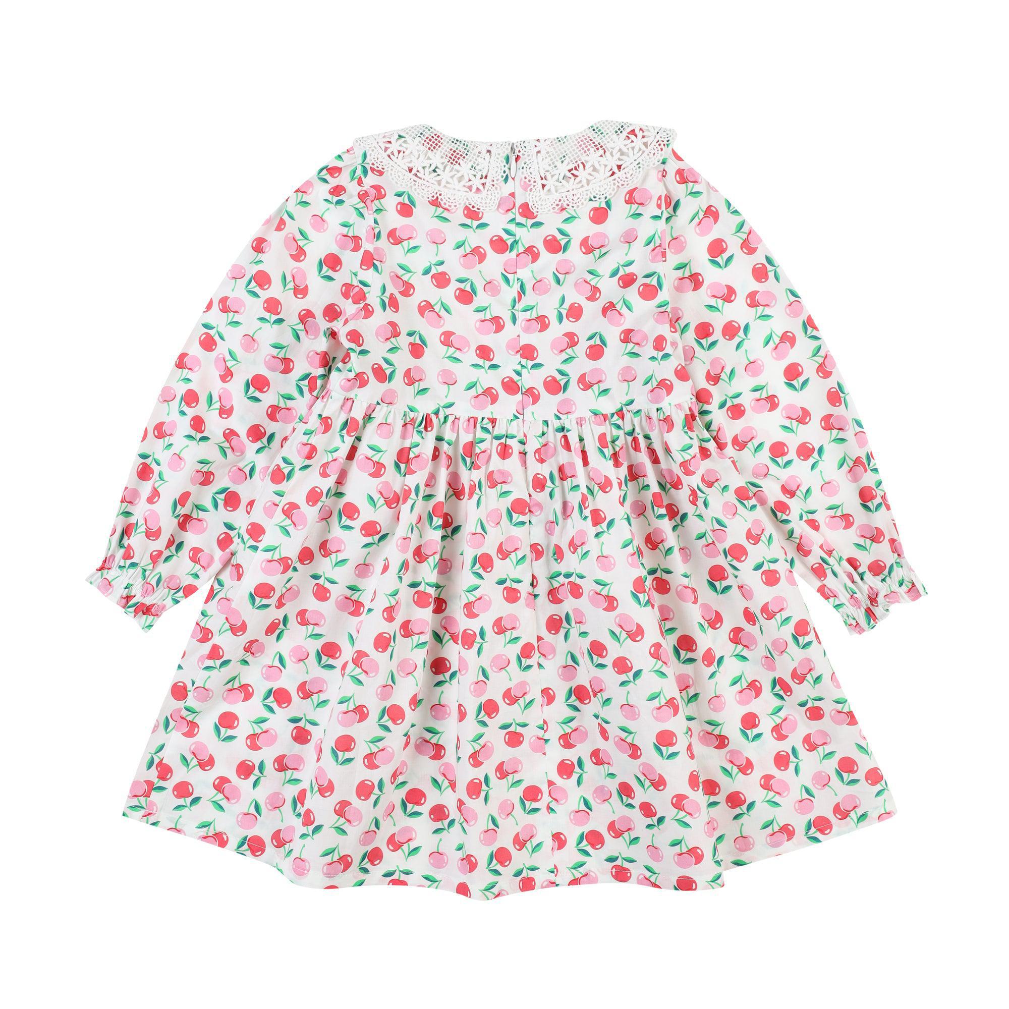 Cherry Print Lace Collar Dress with Mini Bag-Dress - Kids-ToTo Heros-ToTo Heros Premium Children's Clothing