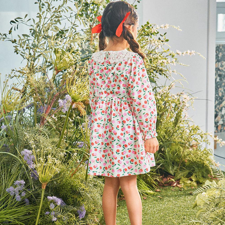 Cherry Print Lace Collar Dress with Mini Bag-Dress - Kids-ToTo Heros-ToTo Heros Premium Children's Clothing