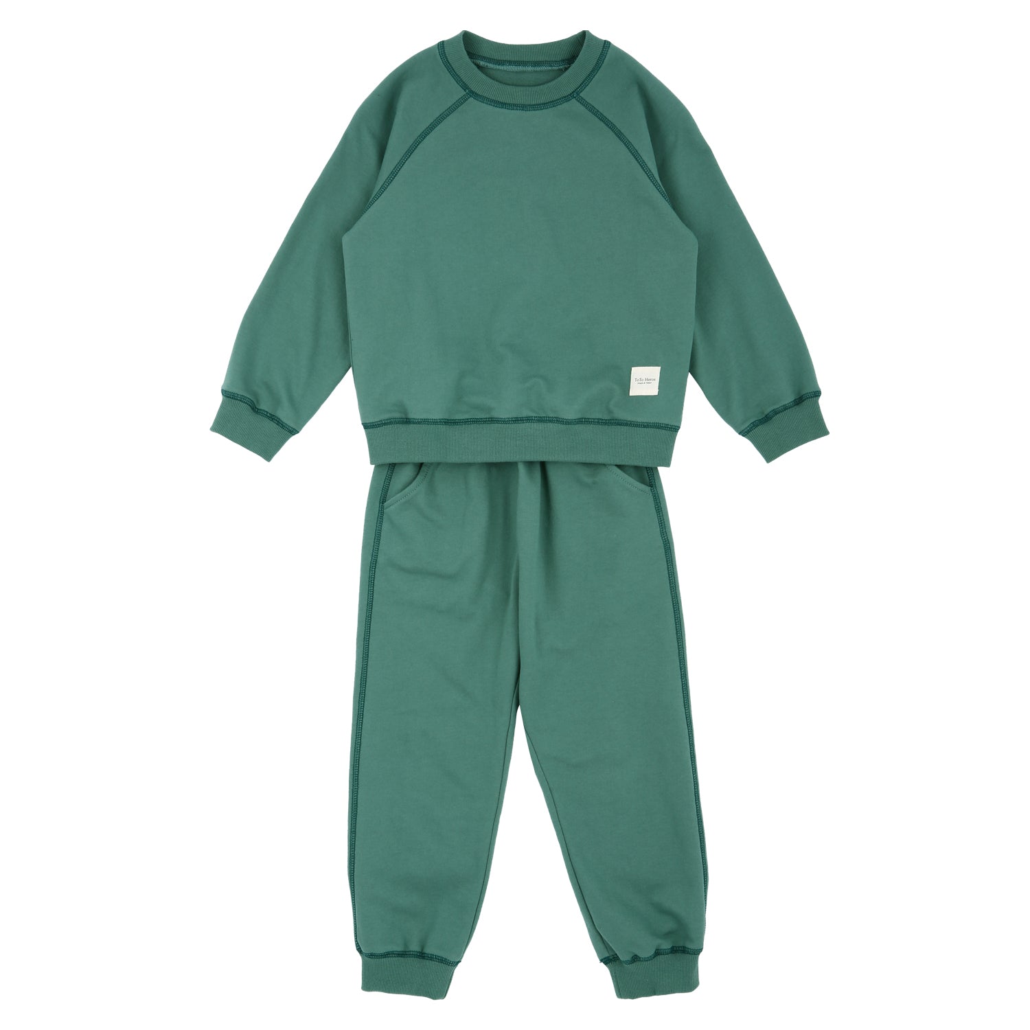 Contrast Stitch Lightweight Sweatshirt & Sweatpants Set-Top & Pant Set - Kids-ToTo Heros-Green-ToTo Heros Premium Children's Clothing