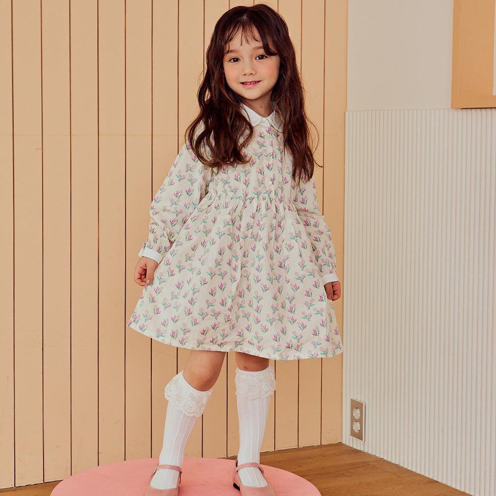 Elicia Round Collar Floral Print Dress-Dress - Kids-ToTo Heros-ToTo Heros Premium Children's Clothing