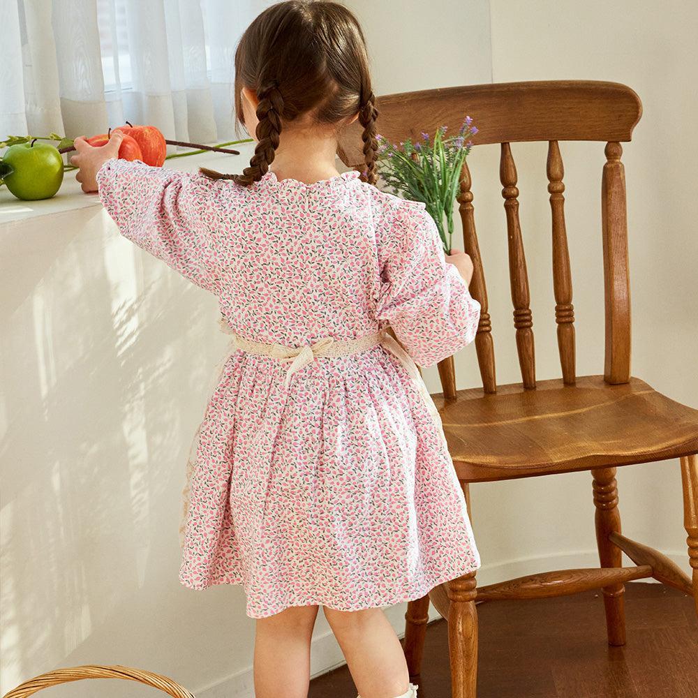 Floral Print Lace Apron Dress-Dress - Kids-ToTo Heros-ToTo Heros Premium Children's Clothing
