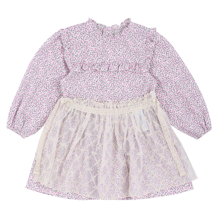 Floral Print Lace Apron Dress-Dress - Kids-ToTo Heros-ToTo Heros Premium Children's Clothing