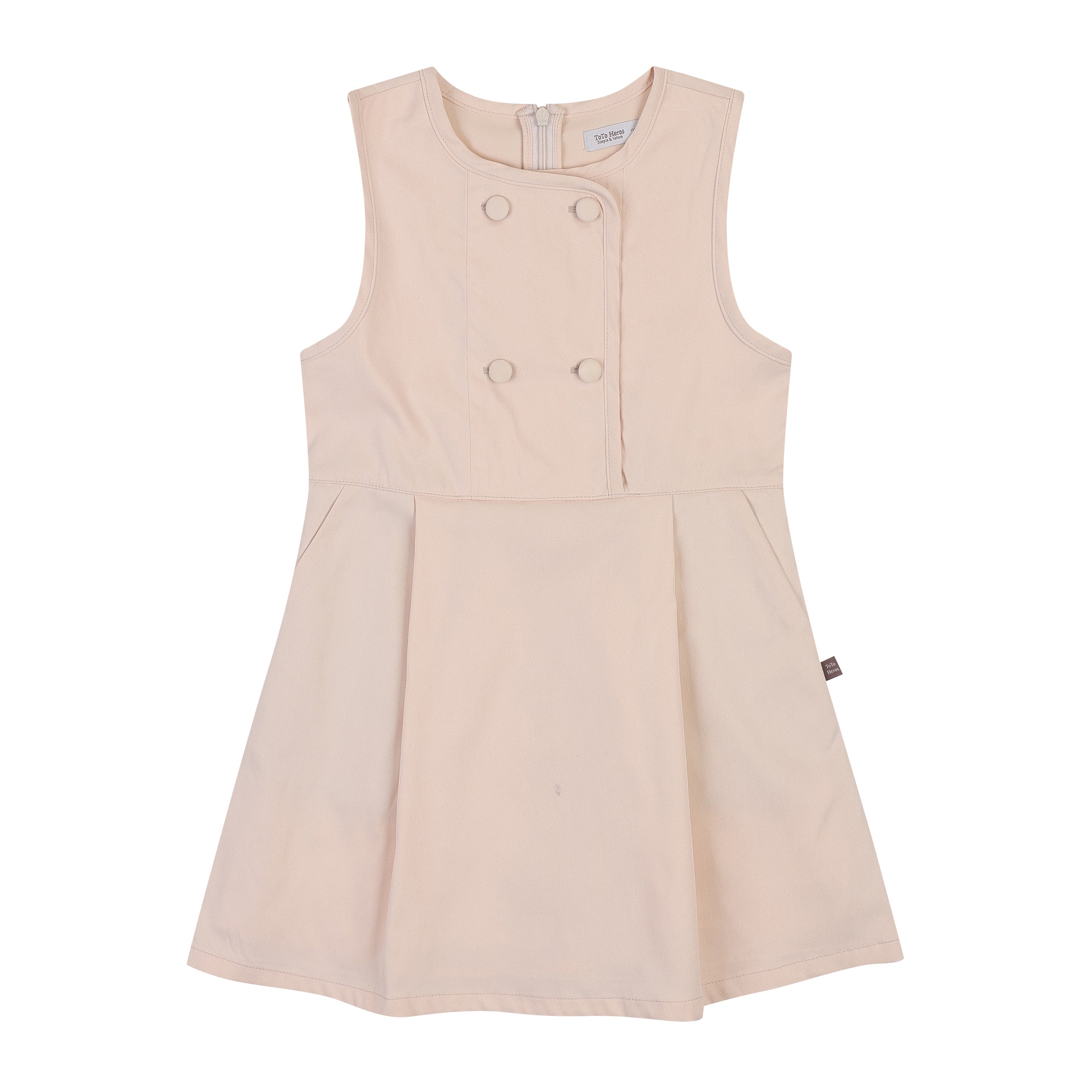 Grace Pleated Button Dress-Dress - Kids-ToTo Heros-ToTo Heros Premium Children's Clothing