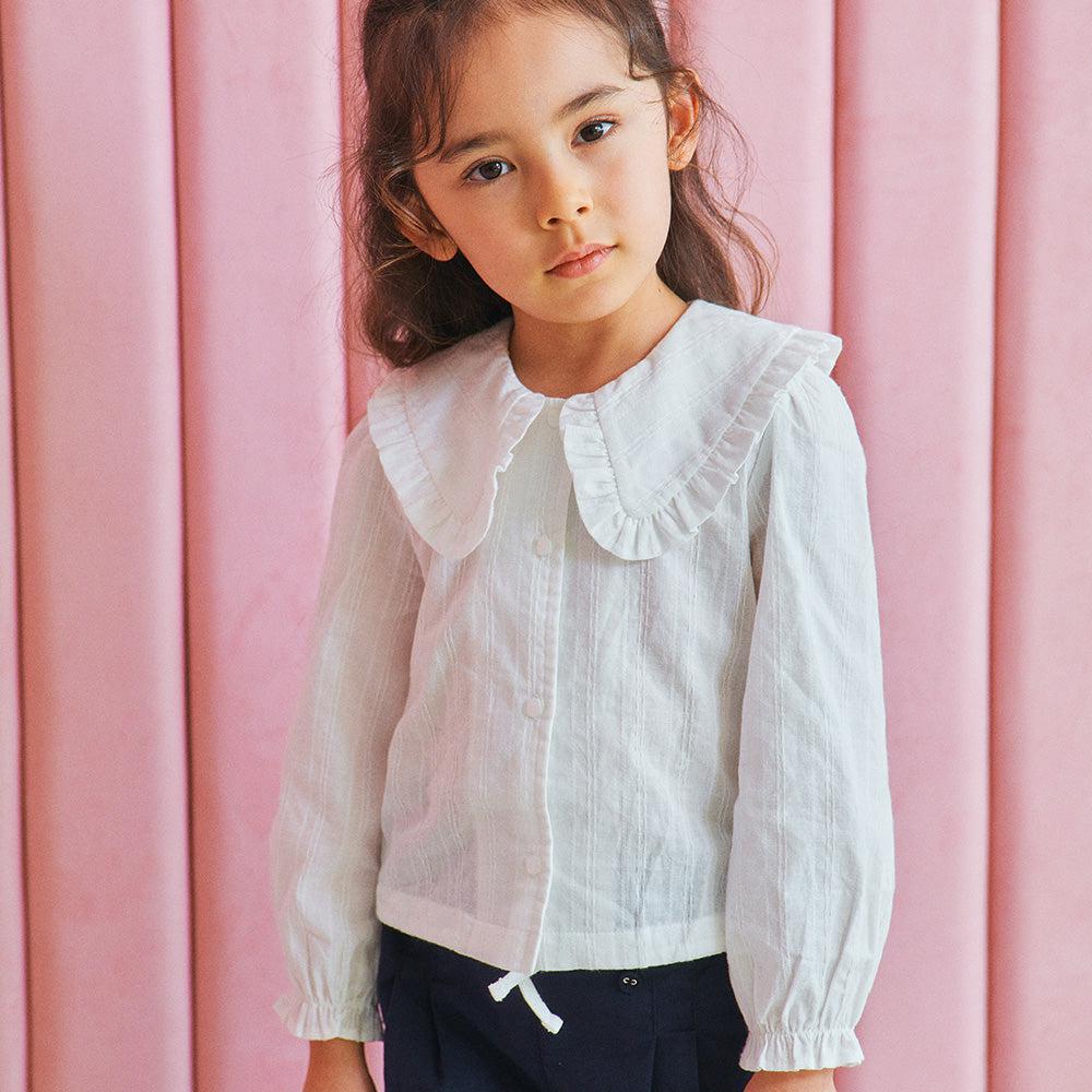 Reese Wide Collar Cropped Blouse-Button Down Shirt - Kids-ToTo Heros-ToTo Heros Premium Children's Clothing