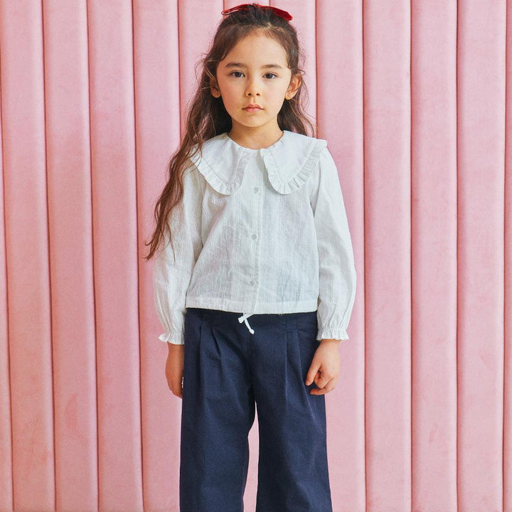 Reese Wide Collar Cropped Blouse-Button Down Shirt - Kids-ToTo Heros-ToTo Heros Premium Children's Clothing