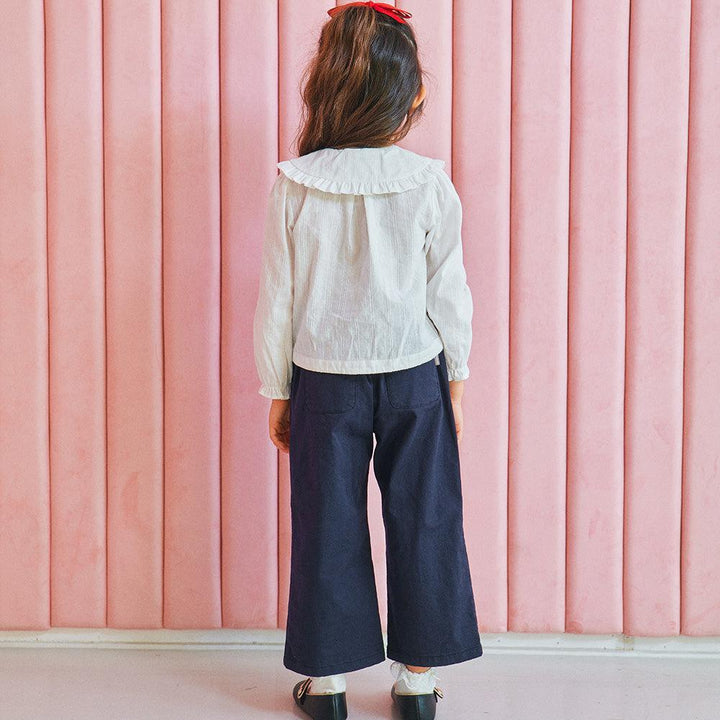 Reese Wide Collar Cropped Blouse-Button Down Shirt - Kids-ToTo Heros-ToTo Heros Premium Children's Clothing