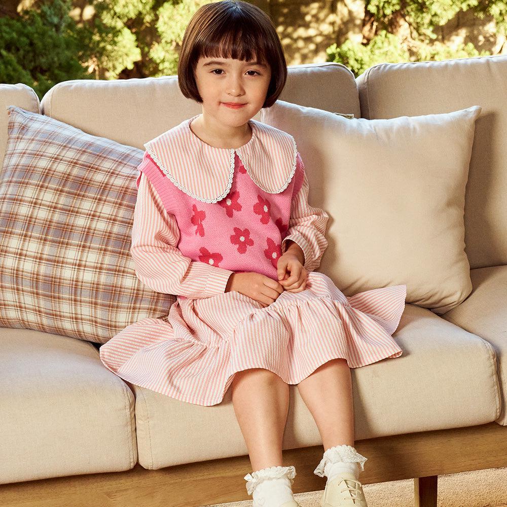 Sadie Wide Collar Striped Dress-Dress - Kids-ToTo Heros-ToTo Heros Premium Children's Clothing