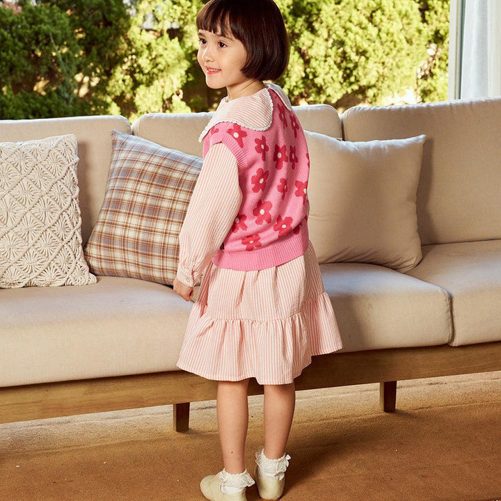 Sadie Wide Collar Striped Dress-Dress - Kids-ToTo Heros-ToTo Heros Premium Children's Clothing