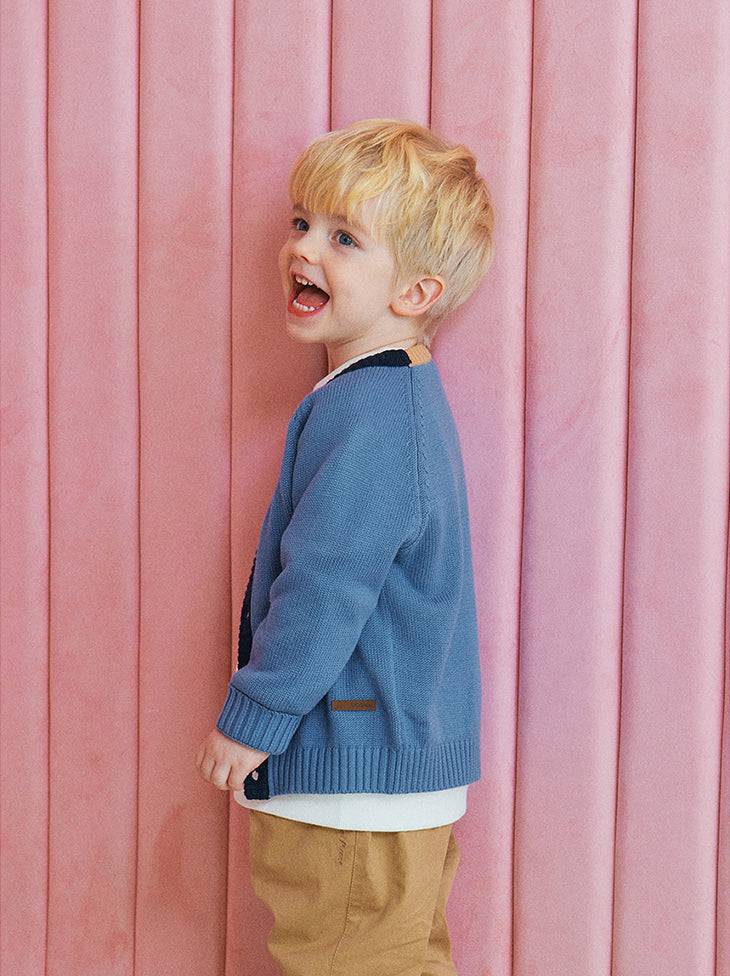 Kai Contrast Trim Knit Cardigan - ToTo Heros l Premium Children's Clothing