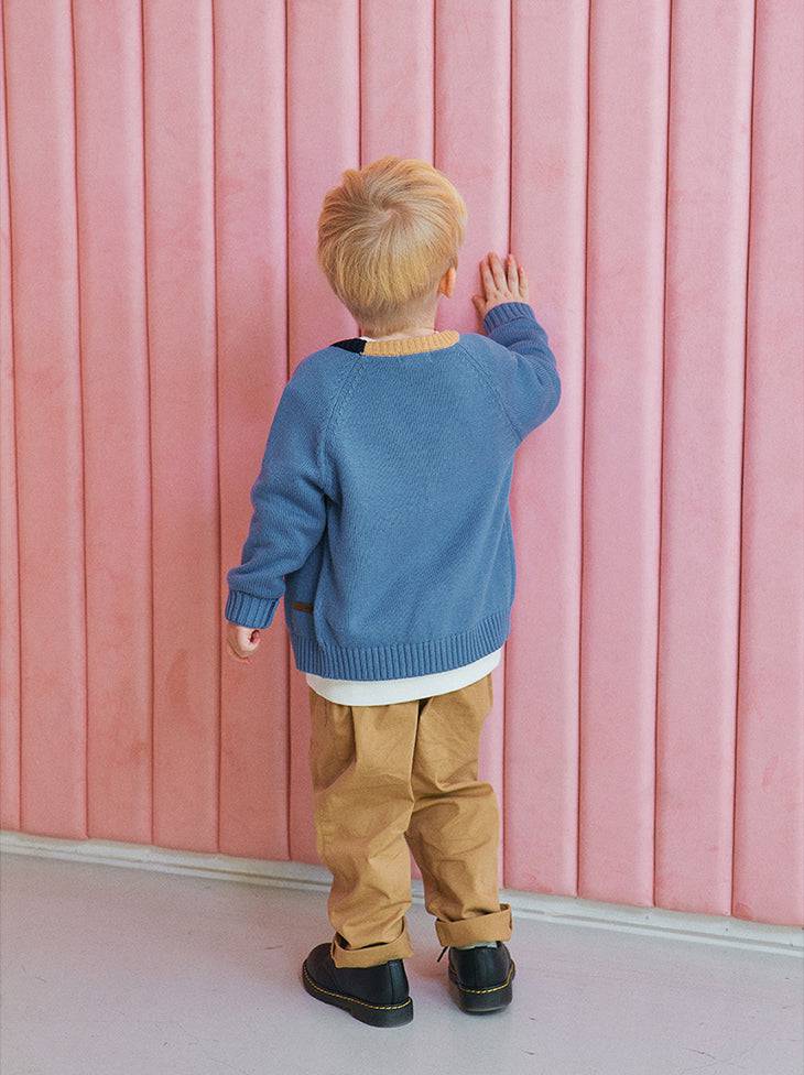Kai Contrast Trim Knit Cardigan - ToTo Heros l Premium Children's Clothing