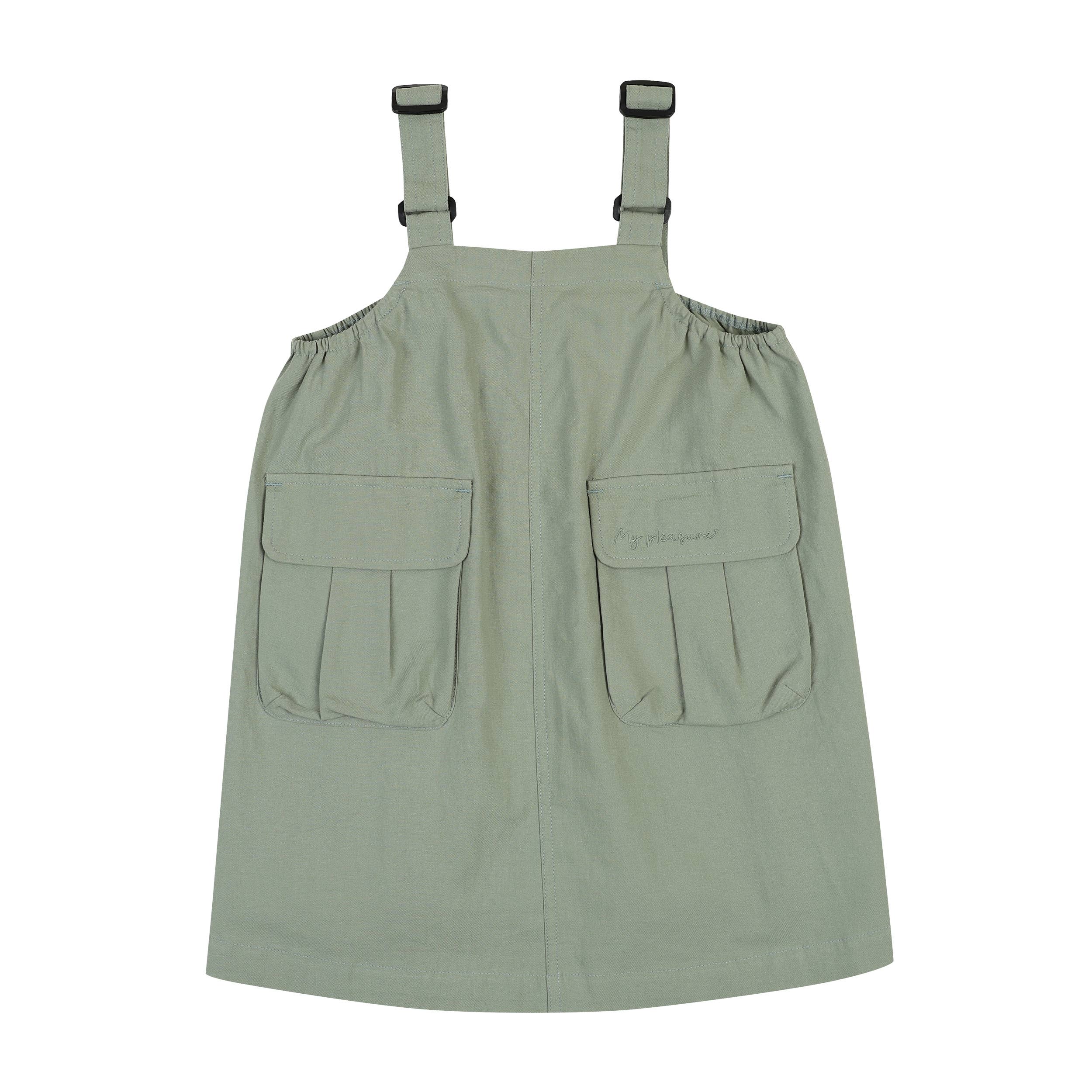Adjustable Strap Overall Dress with Utility Pockets Adjustable Strap Overall Dress with Utility Pockets
