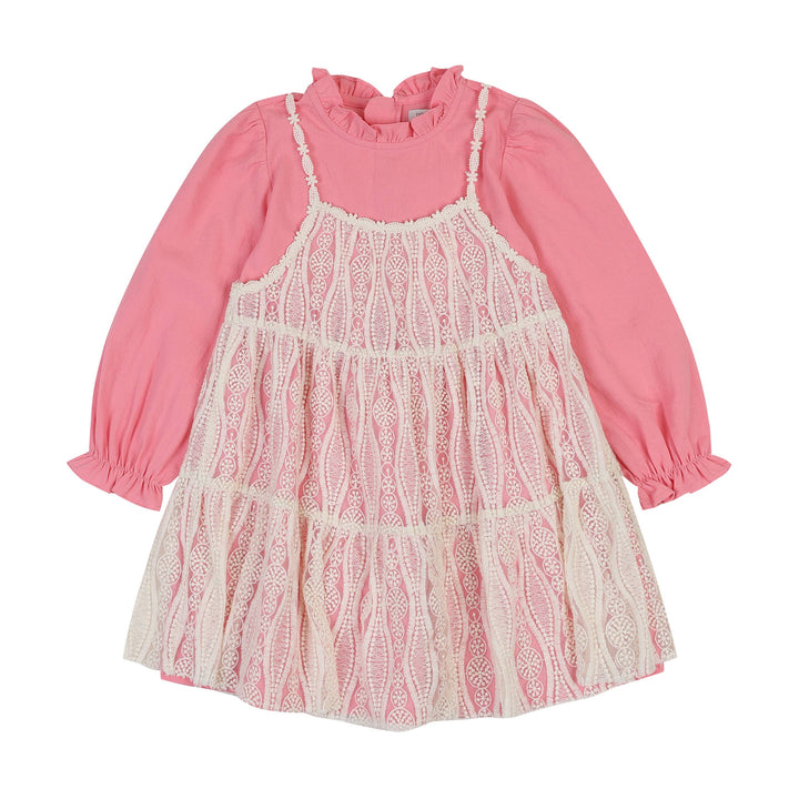 Alicia Long Sleeve Dress with Lace Cami Dress Combo - ToTo Heros l Premium Children's Clothing