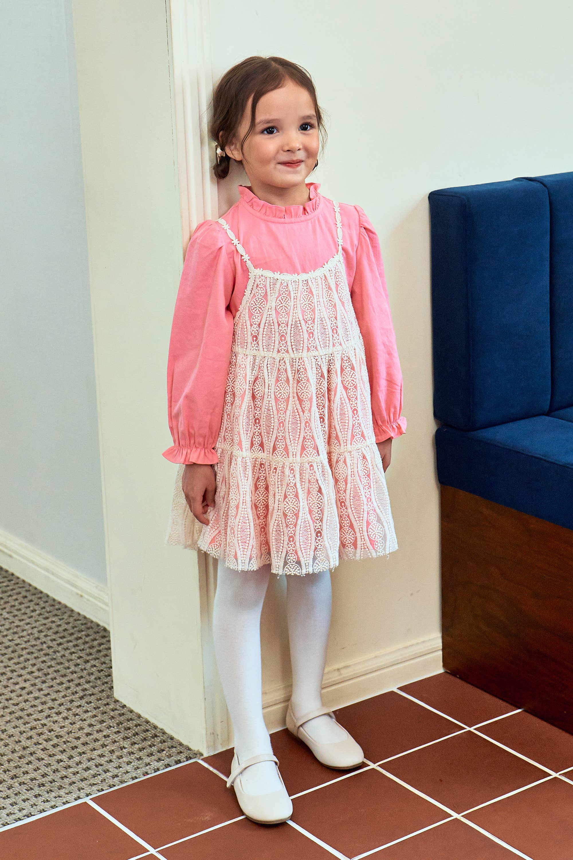 Alicia Long Sleeve Dress with Lace Cami Dress Combo - ToTo Heros l Premium Children's Clothing